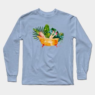 Catfished | Reverse Mermaid in Bathtub Watercolor Long Sleeve T-Shirt